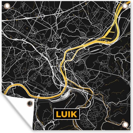 Tuindoek Luik - Gold - Stadskaart - Plattegrond - Kaart - 100x100 cm