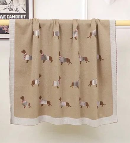 Teckel - Deken - Plaid - Hond - Inbakerdeken - Baby - 100x80cm - Taupe - Bruin - plaid