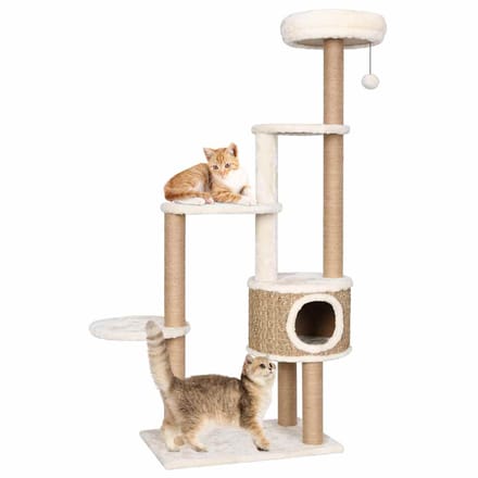 vidaXL - Kattenmeubel - met - luxe - kussen - en - krabpalen - 148 - cm - zeegras