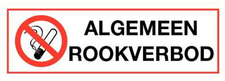 Algemeen rookverbod bord - kunststof 200 x 75 mm