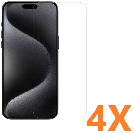 Screenprotector Glas - Tempered Glass Screen Protector- 4x Geschikt voor: Apple iPhone 16 Pro