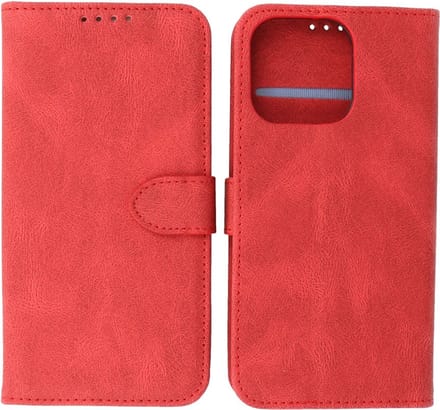 iPhone 13 Pro Max Hoesje - Portemonnee Book Case - Kaarthouder & Magneetlipje - Kunstleer - Rood