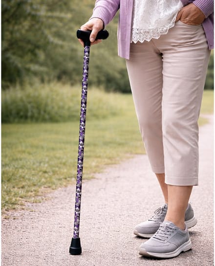 Wandelstok - Bloemen Paars