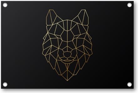 Minimalist Wolf - Goud - Tuinposter 90x60 - Wanddecoratie - Dieren