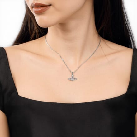 Vivienne Westwood Mini Bas Relief Saturnus Ketting Uniseks ketting Zilver 63020086-02P551 Basic Packaging-Dust Bag+Box white
