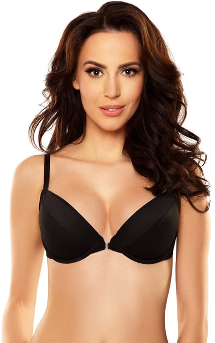 Vivisence dames push-up bh 1040 beugel strapless voorsluiting inzet cup, zwart, 85d