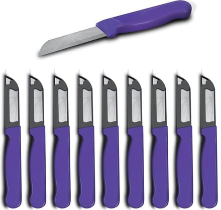 Solingen Schilmesje Robuust Handvat – RVS Glad – 16 cm met Blade Cover – Paars – 10 stuks