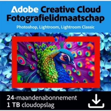 Adobe Photography Plan (Photoshop CC + Lightroom CC) | 2 Jaar | 1 Gebruiker | 1TB cloudopslag