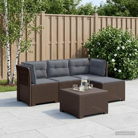 vidaXL - 4-Zitter - Tuin - Sofa - met - Kussens - Rattan - Look - PP - Bruin