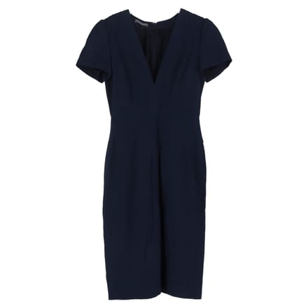 Alexander McQueen midi-jurk met V-hals in marineblauw acetaat