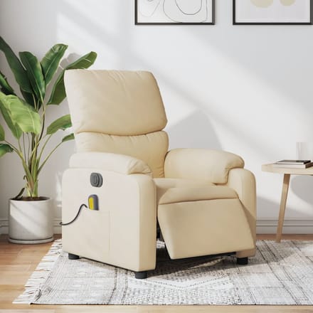 vidaXL - Massagestoel - elektrisch - verstelbaar - stof - crèmekleurig