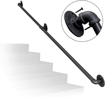 Trapleuning Set - Veiligheidsreling - Veilig Traplopen - Smeedijzer Robuust - 200 cm - Zwart