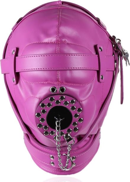 Banoch - Depraved Stopper Pink - Roze bondage masker van pu Leer | BDSM