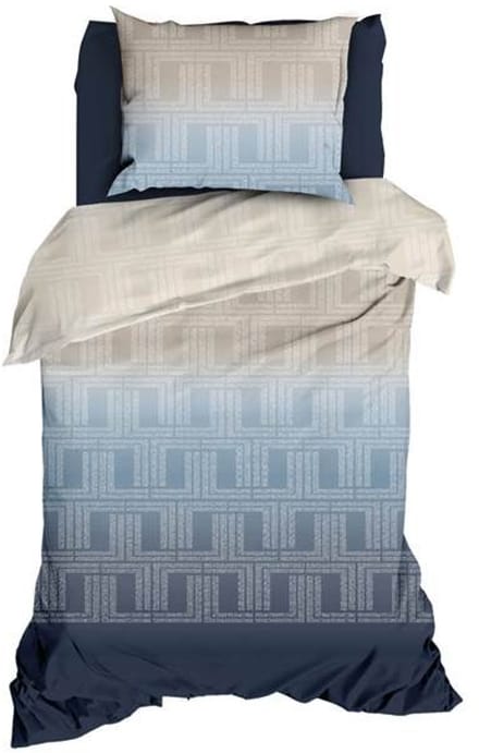 Satin d'Or Albenga Dekbedovertrek - Eenpersoons - 140x200/220 cm - Blauw/Beige