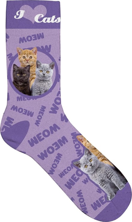 Plenty Gifts Sokken Cat Collage Polyester Paars Maat 31-36