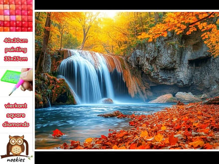 40x30cm Diamond Panting herfst waterval (vierkant) nr 188