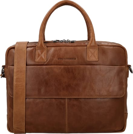 Hide & Stitches Porto Laptoptas 15,6 inch (34.5x19.4 cm) - 100% Leer - Bruin