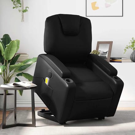vidaXL - Sta-op-massagestoel - elektrisch - kunstleer - zwart