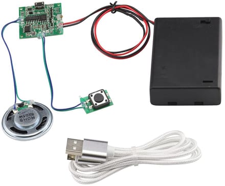 MP3 Geluidsmodule met Programmeerbare Muziek - 8 MB USB Oplaadbaar met Batterijbox en Luidspreker
