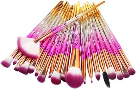 Finnacle - 20-delige Make Up Kwastenset | | Oogschaduw, Kwasten | Roze, Lila, Wit