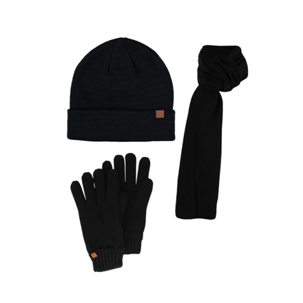 Winterset heren - Muts & Sjaal & Handschoenen - Effen - Zwart / M/L