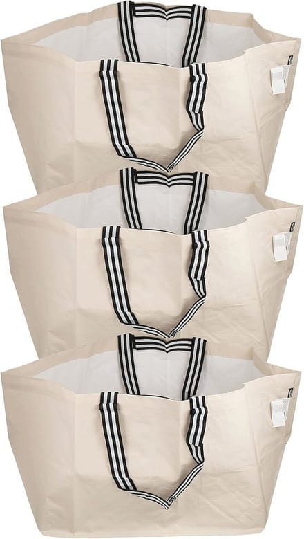 Grote herbruikbare draagtas lichtbeige - Set van 3, 71L, 57x37x39cm