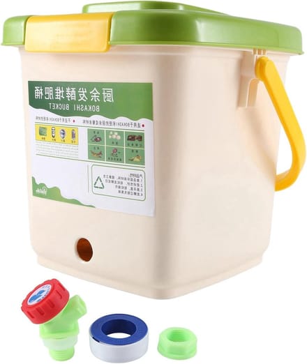 Compostbak - GFT Bak - Keuken Afval Verwerken - Snelle Compostering - 12L - Wit Groen