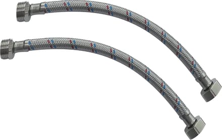 Flexibele Aansluitslang - Kraan Slang - Kranen Aansluiten - Set van 2 - 300 mm - Zilverkleurig