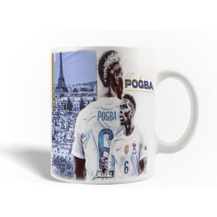 Mug en Céramique - Equipe de France - Pogba - 30cl - Compatible Lave-Vaisselle - Design Contemporain blanc