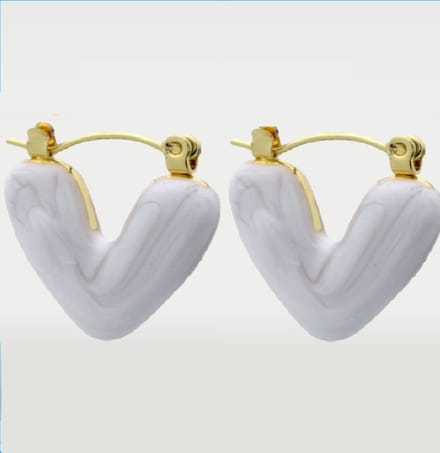 oorbellen met hart - Wit – valentijn – cadeau