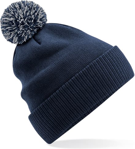 Heren Wintermuts met gekleurde Pompon navy blauw 100% polyester