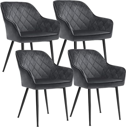 MAZAZU - Eetkamerstoelen - Set van 4 - Fluwelen bekleding - Grijs - 62.5x60x85