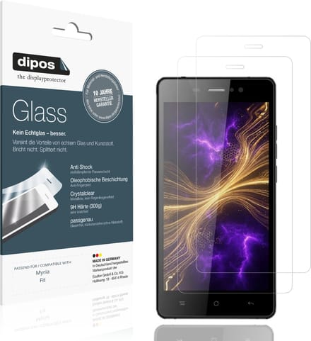 dipos – 2x Pantserfolie geschikt voor Myria Fit | 9H Screenprotector