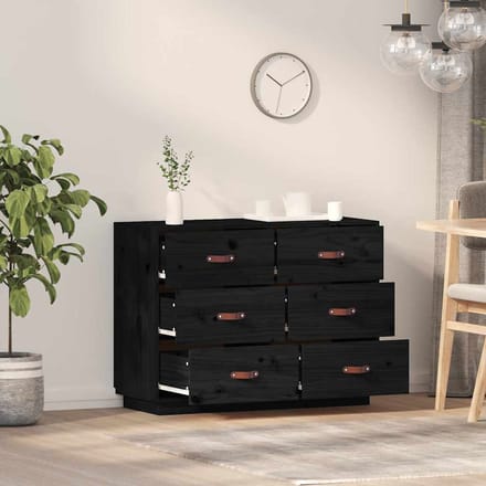 vidaXL - Dressoir - 100x40x75 - cm - massief - grenenhout - zwart