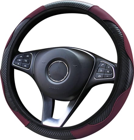 Stuurhoes Auto 37-38 cm - Wijnrood Carbon Look - Kasey Products