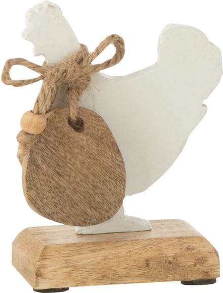 J-Line figuur Haan + Ei - aluminium/hout - wit - small - 2 stuks