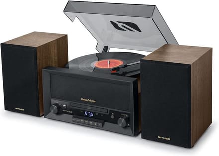 Stereo Micro Systeem met Speakers in Hout en Zwart