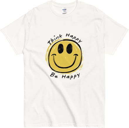 Inspirerend T Shirt Dames Heren - Face Smile - Happy Vibe Smiley - Cadeau Idee - Wit - M