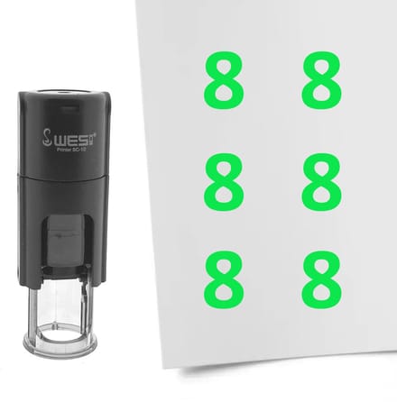 CombiCraft Stempel Getal 8 10mm rond groene inkt - per 1 stuk