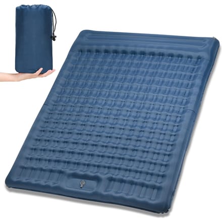 Opblaasbaar dubbel slaapmatje Extra dik 5 inch slaapmatje Mat Luchtmatras met ingebouwde pomp blauw