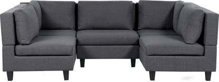 UNSTAD - Modulaire bank - Donkergrijs - 5-zits - Polyester