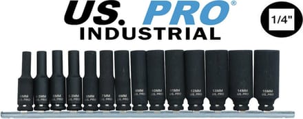 Professionele diepe krachtdoppenset 1/4" 4 t/m 15 mm 15-delig