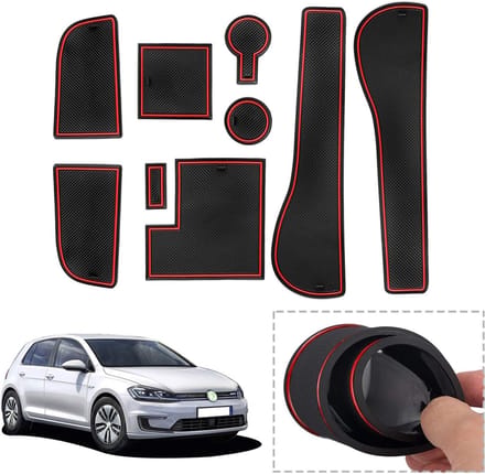 Non-Slip Rubber Mat voor Golf 7, 7.5 GTI GTD GTE R Variant - Armsteun, Console en Deurgroef (Rood)