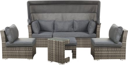 CORTE - Loungeset voor 6 - Donkerbruin - PE rotan