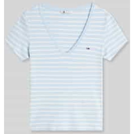 slim fit T-shirt van katoenmix