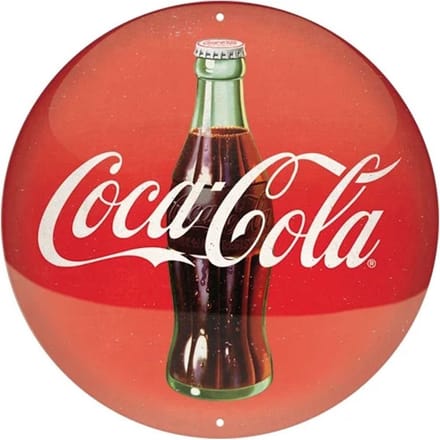 Rond Metaal Bord 35cm Coca-Cola