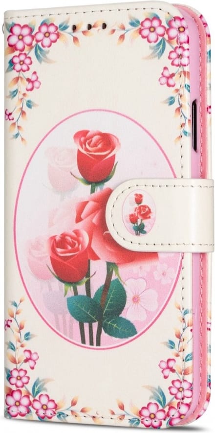 Cityhoesje - iPhone 12 Pro Max Bookcase Incl. Pasjeshouder / Roze Bloemen