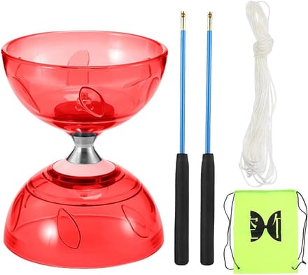 Lichtgevende Diabolo - Jongleerbal - Behendigheidstraining - Drievoudige kogellagers - 14.5 cm diameter - Rood