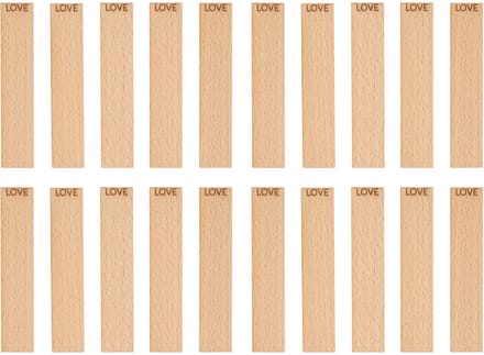 TopWosk - Houten Lont - Gemailleerd - LOVE - 100x20x1 mm - 20 stuks