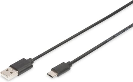 Digitus AK-300154-018-S USB-kabel USB 2.0 USB-C stekker, USB-A stekker 1.80 m Zwart Afgeschermd